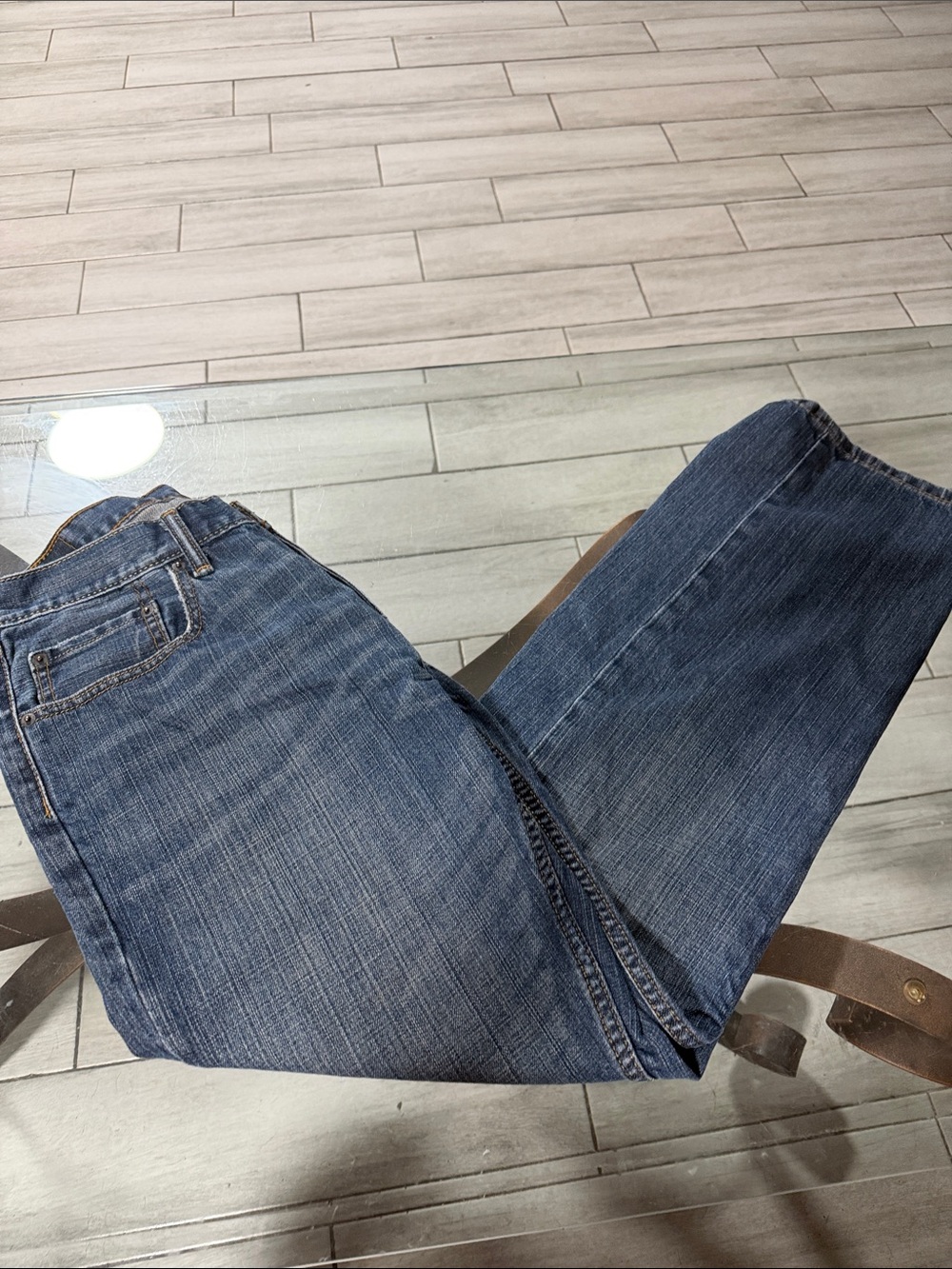 Men's Straight Fit Jeans in Dark Blue Wash